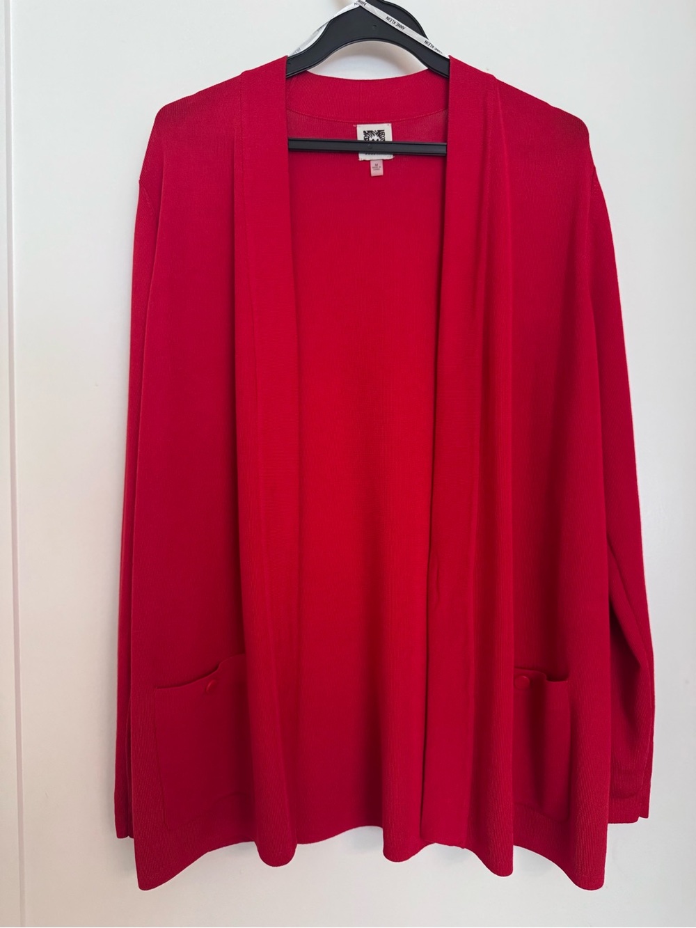 Anne Klein Red Open-Front Draped Cardigan